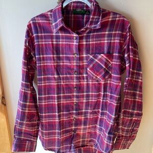 Pink and Purple Plaid Button-Up Shirt